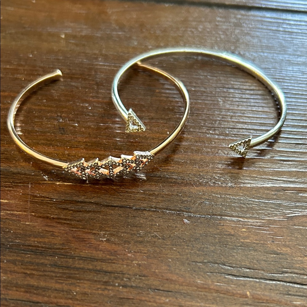 Stella & Dot Gold and Silver Chevron Bracelet Duo